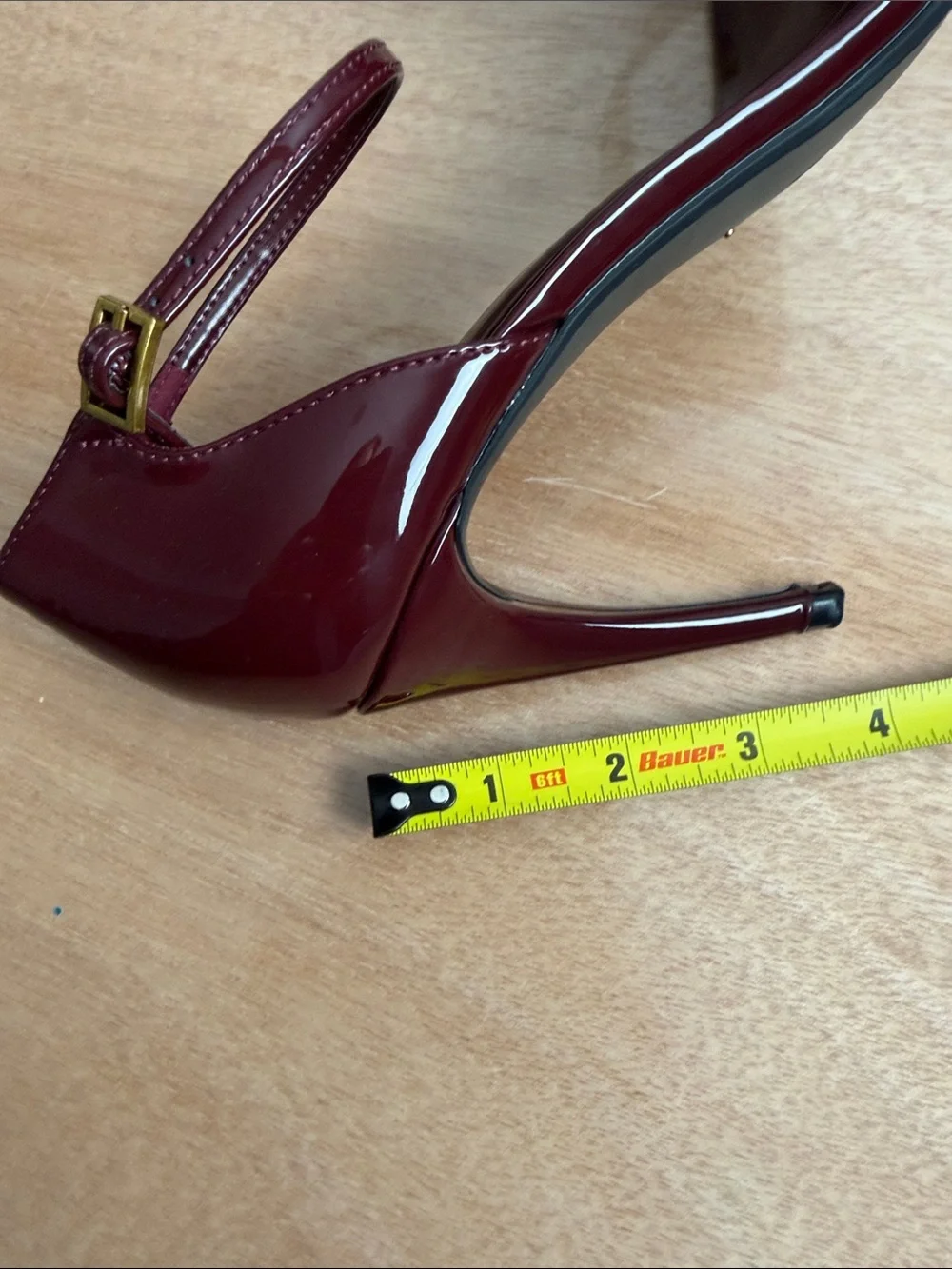 Zara Wine Patent Ankle-Strap Heels